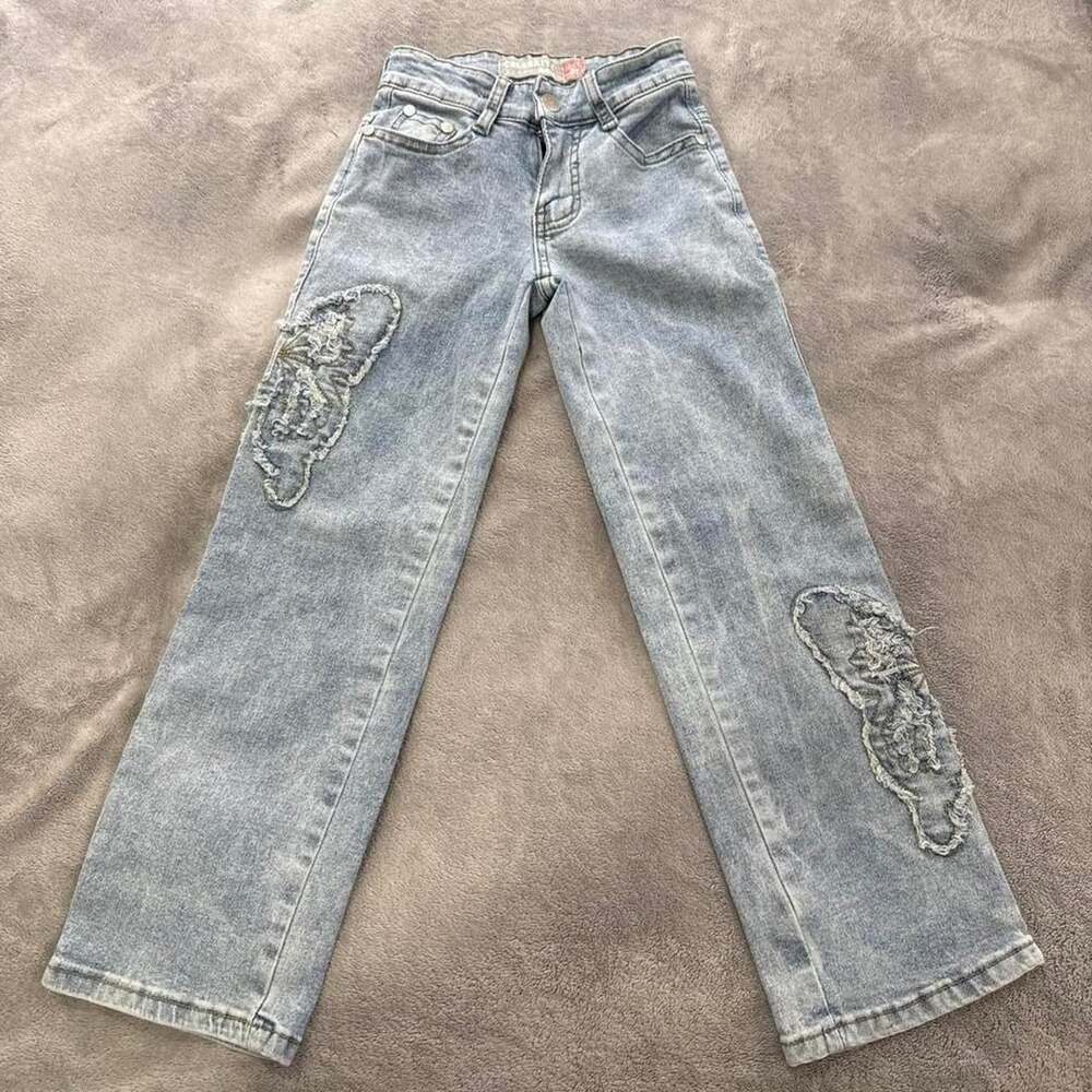 Celebrity Ace Butterfly Patch Jeans Size 07 Light Wash Denim